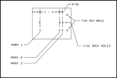 Drawing showing placement of marks and holes.