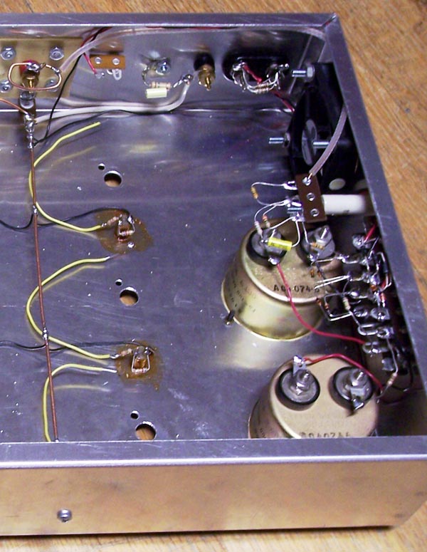  Under side of chassis showing Ammeter, voltmeter, fan, and overload lamp wiring.