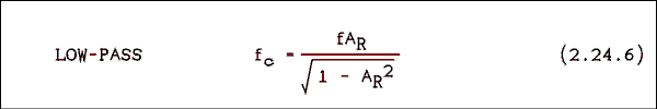  f sub c = f times A sub R over square root of 1 minus A sub R squared.