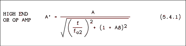 High end or op amp.  eh prime = eh over square root quantity f over f sub c2 quantity squared plus quantity 1 plus eh beta quantity squared end square root. 5.4.1.