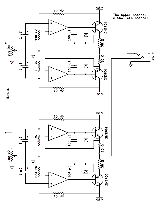  Schematic of headphone driver.